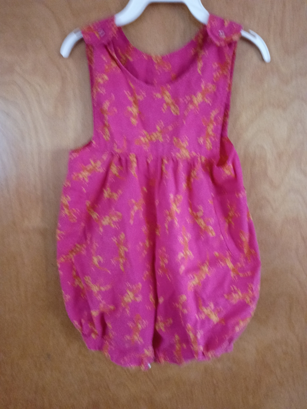 Girls Pink Floral Bubble Romper with Yellow Accents
